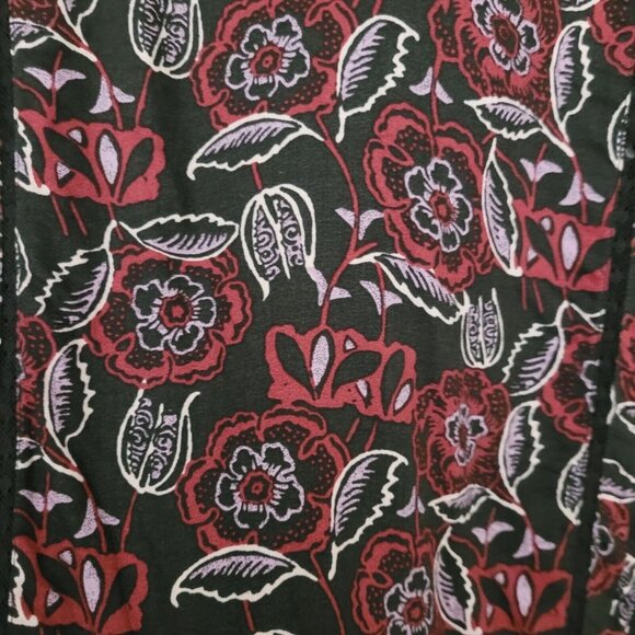 Hinge Black Coal Indigo Floral V-Neck Blouse Top Womens Size M Long Sleeve NWT - Picture 7 of 8